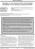 Cover page: Evaluation of a New Nonnvasive Device in Determining Hemoglobin Levels in Emergency Department Patients