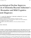 Cover page: Neuropsychological Decline Improves Prediction of Dementia Beyond Alzheimer’s Disease Biomarker and Mild Cognitive Impairment Diagnoses