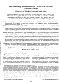 Cover page: Inflammatory Biomarkers in Childhood Arterial Ischemic Stroke: Correlates of Stroke Cause and Recurrence.