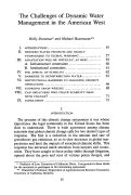 Cover page: The Challenges of Dynamic Water Management in the American West