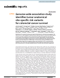 Cover page: Genome-wide association study identifies tumor anatomical site-specific risk variants for colorectal cancer survival