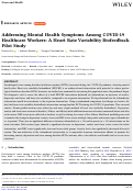 Cover page of Addressing Mental Health Symptoms Among COVID-19 Healthcare Workers: A Heart Rate Variability Biofeedback Pilot Study.