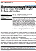 Cover page: A single cell genomics atlas of the Drosophila larval eye reveals distinct photoreceptor developmental timelines.