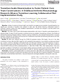 Cover page: Transition Guide Dissemination to Foster Patient-Care Team Conversations: A Childhood Arthritis Rheumatology Research Alliance Transition Learning Collaborative Pilot Implementation Study.