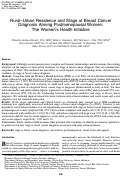 Cover page: Rural–Urban Residence and Stage at Breast Cancer Diagnosis Among Postmenopausal Women: The Women's Health Initiative