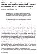 Cover page: Multiple-micronutrient supplementation in pregnant adolescents in low- and middle-income countries: a systematic review and a meta-analysis of individual participant data