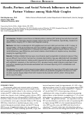 Cover page: Dyadic, Partner, and Social Network Influences on Intimate Partner Violence among Male-Male Couples