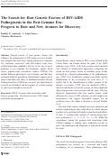 Cover page: The search for host genetic factors of HIV/AIDS pathogenesis in the post-genome era: progress to date and new avenues for discovery.