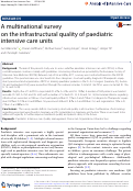 Cover page: A multinational survey on the infrastructural quality of paediatric intensive care units.