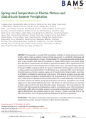 Cover page: Spring Land Temperature in Tibetan Plateau and Global-Scale Summer Precipitation: Initialization and Improved Prediction