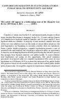 Cover page of Cannabis Legalization in State Legislatures: Public Health Opportunity and Risk