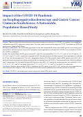 Cover page: Impact of the COVID-19 Pandemic on Esophagogastroduodenoscopy and Gastric Cancer Claims in South Korea: A Nationwide, Population-Based Study.