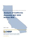 Cover page of Analysis of California Assembly Bill 3059: Human Milk