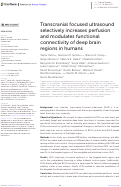 Cover page: Transcranial focused ultrasound selectively increases perfusion and modulates functional connectivity of deep brain regions in humans