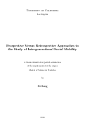 Cover page: Prospective Versus Retrospective Approaches to the Study of Intergenerational Social Mobility