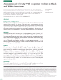 Cover page: Association of Obesity With Cognitive Decline in Black and White Americans