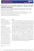 Cover page: Progranulin levels in blood in Alzheimer's disease and mild cognitive impairment