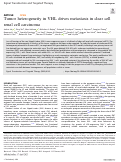 Cover page: Tumor heterogeneity in VHL drives metastasis in clear cell renal cell carcinoma