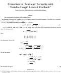 Cover page: Correction to “Multicast Networks with Variable-Length Limited Feedback”