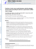 Cover page: Predictors of prior unsuccessful pharmacy abortion attempts among women presenting for abortion in government certified clinics in Nepal