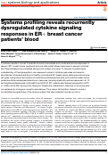 Cover page: Systems profiling reveals recurrently dysregulated cytokine signaling responses in ER+ breast cancer patients’ blood