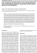 Cover page: Uses of animals and alternatives in pre-college education in the United States: Need for leadership on educational resources and guidelines