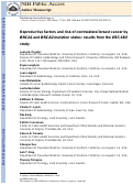 Cover page: Reproductive factors and risk of contralateral breast cancer by BRCA1 and BRCA2 mutation status: results from the WECARE study