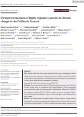 Cover page: Divergent responses of highly migratory species to climate change in the California Current