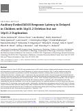 Cover page: Auditory Evoked M100 Response Latency is Delayed in Children with 16p11.2 Deletion but not 16p11.2 Duplication