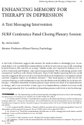 Cover page: Enhancing Memory for Therapy in Depression: A Text Messaging Intervention