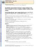 Cover page: Quantitative measurement of femoral condyle cartilage in the knee by MRI: Validation study by multireaders