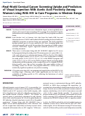 Cover page: Real-World Cervical Cancer Screening Uptake and Predictors of Visual Inspection With Acetic Acid Positivity Among Women Living With HIV in Care Programs in Western Kenya.