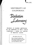 Cover page: Influence of Fluorine Substitution on the Properties of Metal Chelate Compounds. I. Copper (II) Chelates of Bidentate Ligands