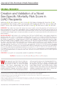 Cover page: Creation and Validation of a Novel Sex‐Specific Mortality Risk Score in LVAD Recipients