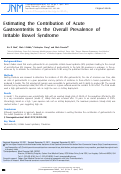 Cover page: Estimating the Contribution of Acute Gastroenteritis to the Overall Prevalence of Irritable Bowel Syndrome