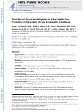 Cover page: Effect of Physician Delegation to Other Healthcare Providers on the Quality of Care for Geriatric Conditions.