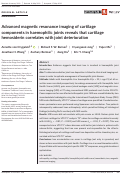 Cover page: Advanced magnetic resonance imaging of cartilage components in haemophilic joints reveals that cartilage hemosiderin correlates with joint deterioration