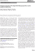 Cover page: Magnetic properties of Er-doped ZnO films prepared by reactive magnetron sputtering