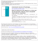 Cover page: Emotion experience and regulation in China and the United States: How do culture and gender shape emotion responding?