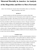 Cover page: Maternal Mortality in America: An Analysis of the Disparities and How to Move Forward