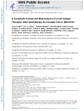 Cover page: A Systematic Review and Meta-analysis of Local Salvage Therapies After Radiotherapy for Prostate Cancer (MASTER)