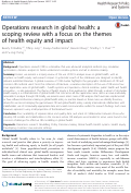 Cover page: Operations research in global health: a scoping review with a focus on the themes of health equity and impact.