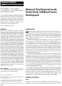 Cover page: Maternal Oral Bacterial Levels Predict Early Childhood Caries Development