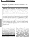 Cover page: Independent and functional validation of a multi-tumour-type proliferation signature