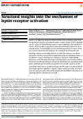 Cover page: Structural insights into the mechanism of leptin receptor activation.