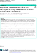 Cover page: Hepatitis B prevalence and risk factors among adults living with HIV in South Africa: a clinic-based cohort study.