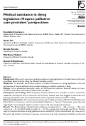 Cover page: Medical assistance in dying legislation: Hospice palliative care providers’ perspectives