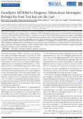 Cover page: GeneXpert MTB/Rif to Diagnose Tuberculous Meningitis: Perhaps the First Test but not the Last