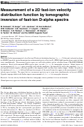 Cover page: Measurement of a 2D fast-ion velocity distribution function by tomographic inversion of fast-ion D-alpha spectra