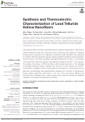 Cover page: Synthesis and Thermoelectric Characterization of Lead Telluride Hollow Nanofibers